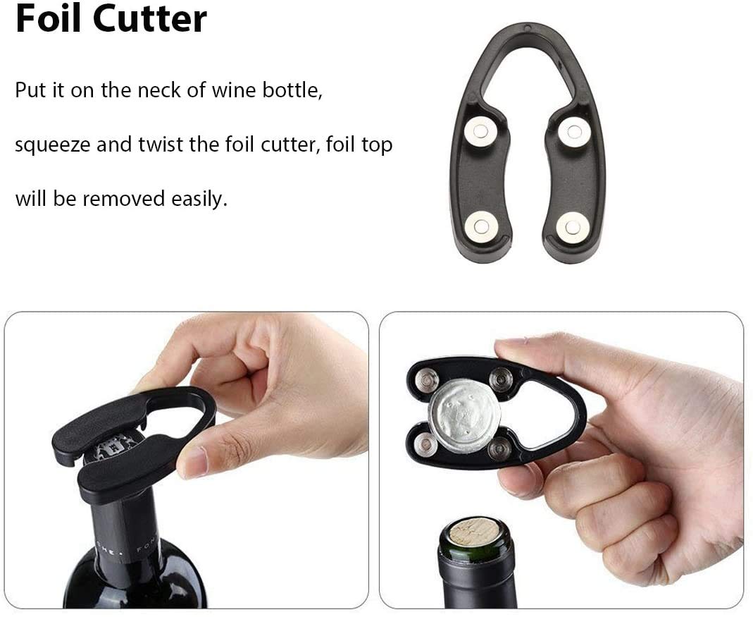 HASTHIP Wine Opener with Tinfoil Cutter, Air Pressure Pump Wine Bottle Opener, Easy Cork Remover Corkscrew, Gifts to Wine Lovers Party Supplies HASTHIP Wine Opener with Tinfoil Cutter, Air Pressure Pump Wine Bottle Opener, Easy Cork Remover Corkscrew, Gifts to Wine Lovers Party Supplies